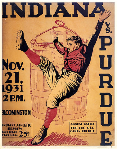 Indiana Hoosiers vs. Purdue Oaken Bucket 1931 Vintage Program Cover Poster Print - Asgard Press
