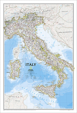 Map of ITALY National Geographic Classic Edition 23x34 Wall Map Poster - NG Maps