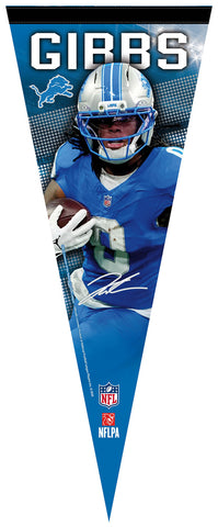 *SHIPS 2/6* Jahmyr Gibbs Detroit Lions Signature Series Premium Felt Collector's PENNANT - Wincraft
