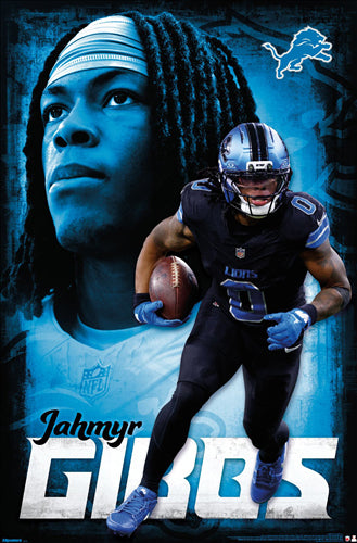 Jahmyr Gibbs "Sonic Superstar" Detroit Lions NFL Action Poster - Costacos 2026