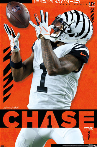 Ja'Marr Chase "Haul It In" Cincinnati Bengals NFL Action Wall Poster - Costacos Sports 2023