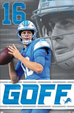 Jared Goff "Gunslinger" Detroit Lions QB NFL Action Poster - Costacos 2024