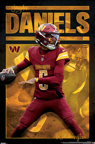 *SHIPS 1/10* Jayden Daniels "Dynamo" Washington Commanders Official NFL Football Wall Poster - Costacos 2024