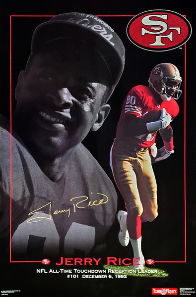 Jerry Rice NFL All-Time Touchdown Reception Leader 1992 San Francisco 49ers Poster - Costacos Final Stock Collection
