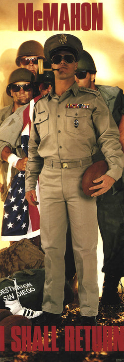 Jim McMahon "I Shall Return" 1989 HUGE NFL Door-Sized Poster - Costacos Final Stock Collection