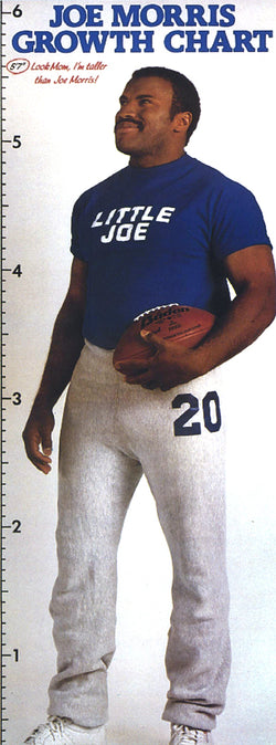 Joe Morris "Little Joe Growth Chart" New York Giants 1987 HUGE Door-Sized Poster - Costacos Final Stock Collection