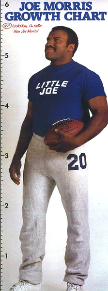 Joe Morris "Little Joe Growth Chart" New York Giants 1987 HUGE Door-Sized Poster - Costacos Final Stock Collection