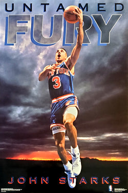 John Starks "Untamed Fury" New York Kincks Vintage Original 1983 NBA Theme Action Poster - Costacos Final Stock Collection