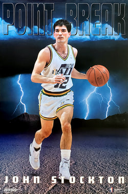 John Stockton "Point Break" Utah Jazz Vintage Original 1992 NBA Theme Action Poster - Costacos Final Stock Collection