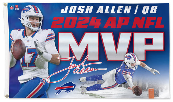 Josh Allen Buffalo Bills QB 2024 NFL MVP Official 3'x5' Deluxe Flag - Wincraft Inc.