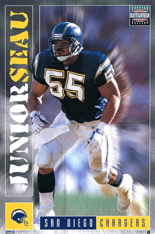 Junior Seau "Battlefield Series" San Diego Chargers 1995 NFL Action Poster - Costacos Brothers