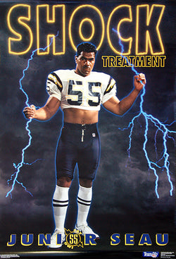 Junior Seau "Shock Treatment" San Diego Chargers Vintage 1993 Original NFL Poster - Costacos Final Stock Collection