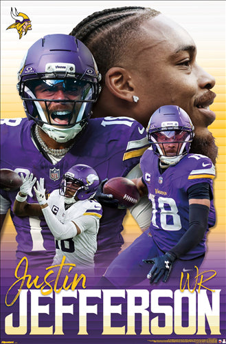 Justin Jefferson "Dynamo" Minnesota Vikings Official NFL Football Wall Poster - Costacos 2026