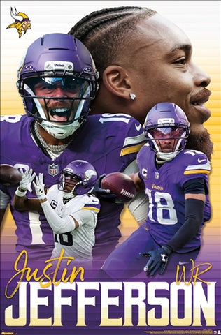 Justin Jefferson "Dynamo" Minnesota Vikings Official NFL Football Wall Poster - Costacos 2026