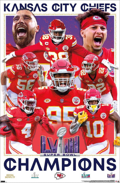 *SHIPS 2/22* Kansas City Chiefs Super Bowl LVIII (2024) CHAMPIONS 8-Player Commemorative Poster - Costacos