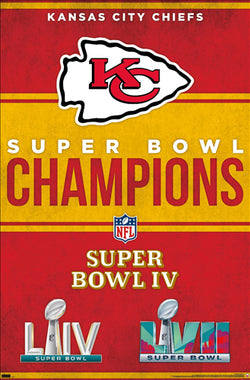 Kansas City Chiefs Three-Time NFL Super Bowl Champions Commemorative Wall Poster - Costacos Sports