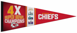 Kansas City Chiefs 4-Time Super Bowl Champions Premium Felt Collector's Pennant - Rico Inc.