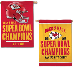 Kansas City Chiefs 2024 NFL Super Bowl Champions "Back To Back" Commemorative 2-Sided 28x40 Banner Flag