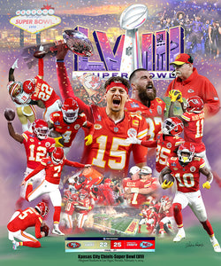 *SHIPS 3/1* Kansas City Chiefs "Vegas Victory" Super Bowl LVIII Champions Premium Art Collage Poster - Wishum Gregory