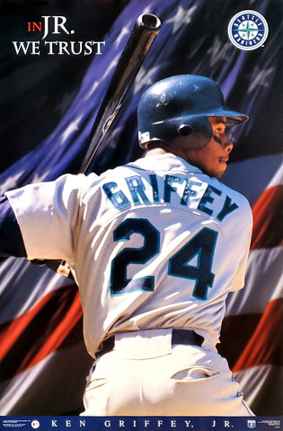 Ken Griffey Jr. "In Jr. We Trust" Seattle Mariners 1996 MLB Theme Action Poster - Costacos Final Stock Collection