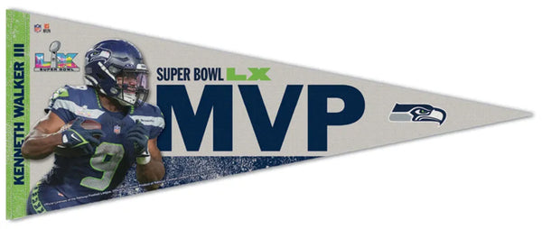 Kenneth Walker III Super Bowl LX (2026) MVP Seattle Seahawks Premium Felt Collector's PENNANT - Wincraft