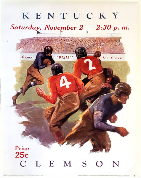 Kentucky Wildcats vs. Clemson 1929 Vintage Program Cover Poster Reproduction  - Asgard Press