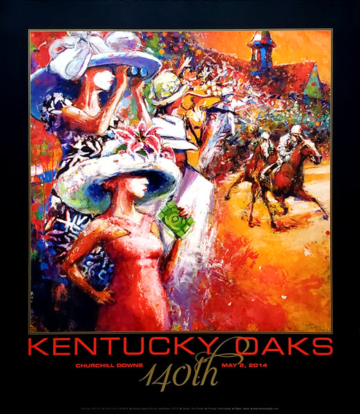 Official Poster of the 140th KENTUCKY OAKS (2014) Horse Racing Poster (Artist Susan Easton Burns) - LAST ONE