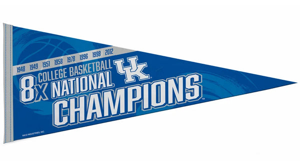 Kentucky Wildcats Basketball 8-Time NCAA National Champions Felt Pennant - Rico Inc.