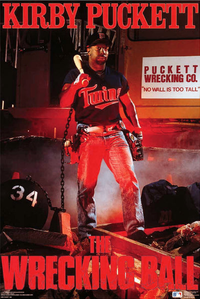 Kirby Puckett "The Wrecking Ball" Minnesota Twins Vintage Original 1989 MLB Theme Poster - Costacos Final Stock Collection