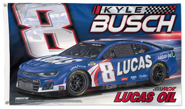 Kyle Busch Lucas Oil #8 Official NASCAR Deluxe-Edition 3'x5' Banner Flag - Wincraft 2024
