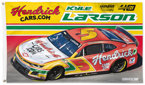 Kyle Larson NASCAR #5 HendrickCars Throwback 2024 Chevrolet Official HUGE 3'x5' Flag - Wincraft