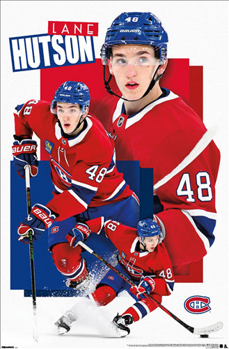Lane Hutson "Blueline Sensation" Montreal Canadiens NHL Action Poster - Costacos Sports