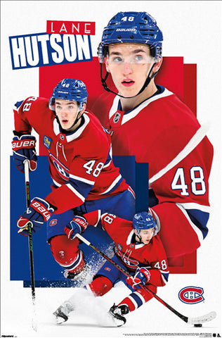 Lane Hutson "Blueline Sensation" Montreal Canadiens NHL Action Poster - Costacos Sports