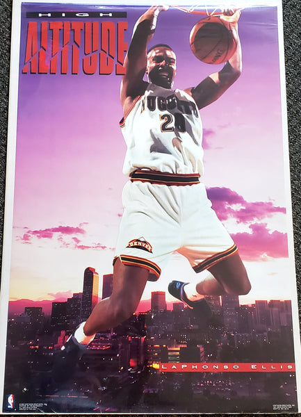 LaPhonso Ellis "High Attitude" Denver Nuggets NBA Action Poster - Costacos 1993