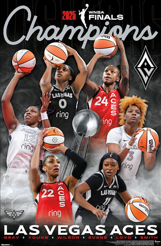 Las Vegas Aces 2025 WNBA Champions Official 6-Player Commemorative Wall Poster - Costacos Sports
