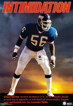 Lawrence Taylor "Intimidation" New York Giants 1990 NFL Theme Action Poster - Costacos Final Stock Collection
