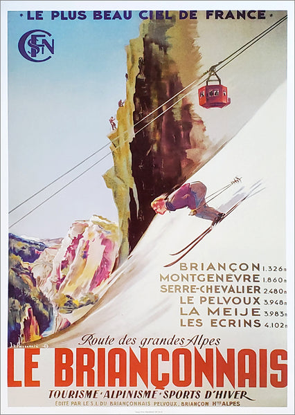 Skiing-Climbing "Le Brianconnais" French Alps c.1947 Poster Reproduction - Editions Clouets