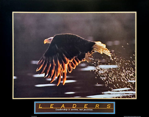Soaring Bald Eagle "Leaders" Motivational Poster - Front Line