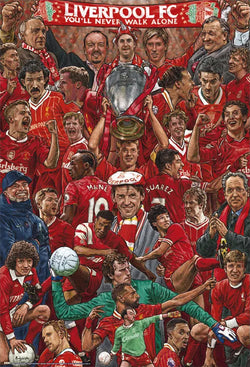 Liverpool FC "Legends of The Pitch" 32 All-Time Football Superstars Art Collage Poster - Grupo Erik 2025