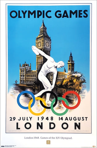London 1948 Summer Olympic Games Official IOC Commemorative Poster Reproduction