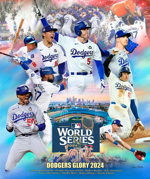 *SHIPS 11/14* Los Angeles Dodgers "2024 Glory" World Series Champions Premium Art Collage Poster - Wishum Gregory