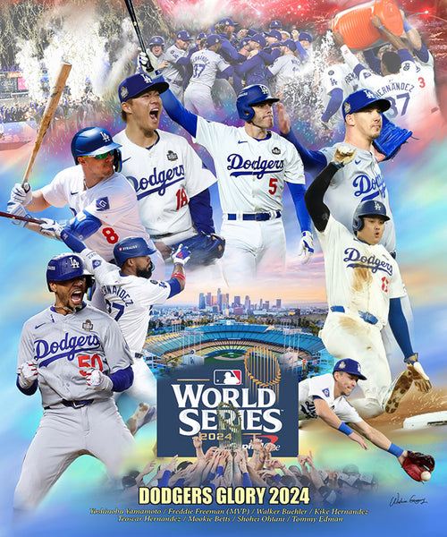 *SHIPS 11/21* Los Angeles Dodgers "2024 Glory" World Series Champions Premium Art Collage Poster - Wishum Gregory