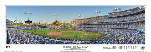 *SHIPS 12/02* Los Angeles Dodgers 2025 World Series "First Pitch" Dodger Stadium Panoramic Poster Print - Everlasting Images  (CA-464)