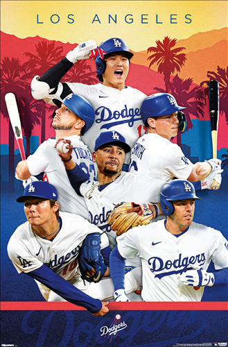 Los Angeles Dodgers "Superstars" 6-Player MLB Baseball Action Poster - Trends 2026