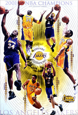 Los Angeles Lakers 2001 NBA Champions 6-Player Commemorative Poster - Costacos Sports