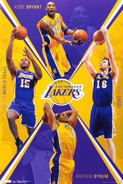 L.A. Lakers "Action 2012" NBA Basketball Poster (Kobe Bryant, Gasol, Bynum, Metta World Peace) - Costacos Sports