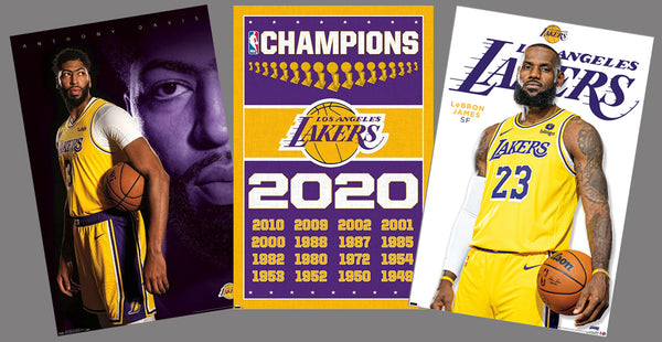 COMBO: Los Angeles Lakers NBA Basketball 3-Poster Combo Set (LeBron, AD, Champs)