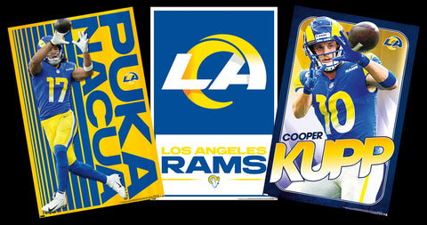 COMBO: Los Angeles Rams NFL Football 3-Poster Combo (Puka Nacua, Cooper Kupp, Logo Posters)