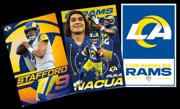 COMBO: Los Angeles Rams NFL Football 3-Poster Combo (Puka Nacua, Matthew Stafford, Logo Posters)