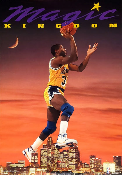 Magic Johnson "Magic Kingdom" Los Angeles Lakers Vintage Original 1991 NBA Theme Poster - Costacos Final Stock Collection